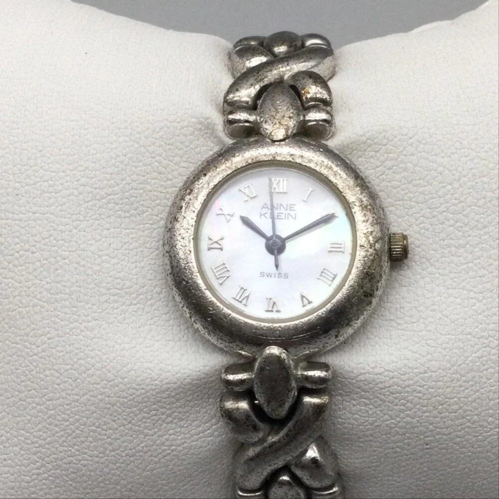 Vintage Anne Klein Womens Watch 22mm Sterling Silver 925 New Battery 5.25